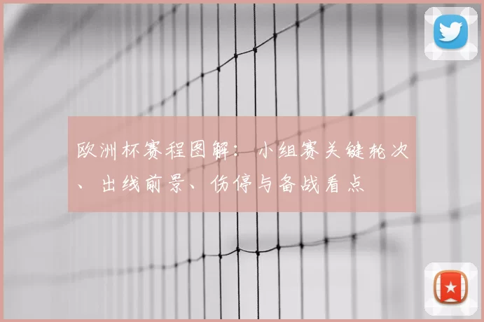 欧洲杯赛程图解：小组赛关键轮次、出线前景、伤停与备战看点